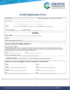 Creative Concrete Credit Application Form